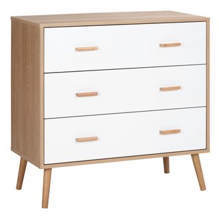 Chest of Drawers with 3 Drawers, Bedroom Cabinet, Storage Organizer for Living Room, White and Natural - Giant Lobelia