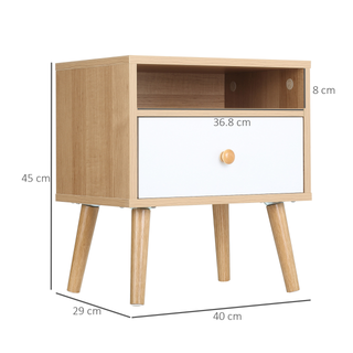 HOMCOM Bedside Table, Bedside Cabinet with Drawer and Shelf, Modern Nightstand, End Table for Living Room, Bedroom, Natural - Giant Lobelia