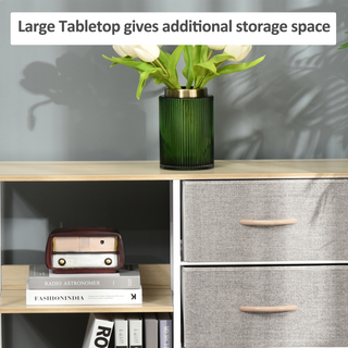 Chest of Drawers Storage  Dresser Cabinet Organizer with 3 Fabric Drawers and 2 Display Shelves for Living Room, Bedroom, Hallway, Beige - Giant Lobelia