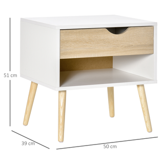 Bedside Table with Drawer and Shelf, Modern Nightstand, End Table for Bedroom, Living Room - Giant Lobelia