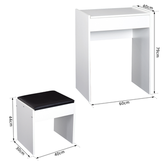 Dressing Table Set Padded Stool Dresser with Flip-up Mirror Multi-purpose - White - Giant Lobelia