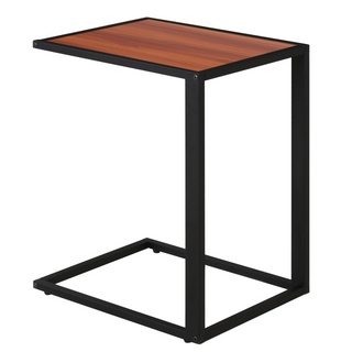 C-Shaped Side Table, Sofa End Table with Metal Frame, Accent Couch Table for Living room, Bedroom, Walnut and Black - Giant Lobelia