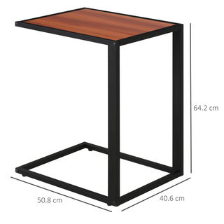 C-Shaped Side Table, Sofa End Table with Metal Frame, Accent Couch Table for Living room, Bedroom, Walnut and Black - Giant Lobelia