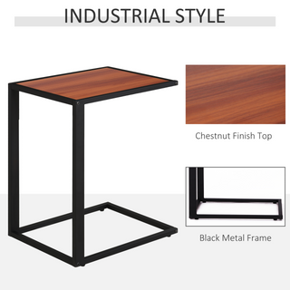 C-Shaped Side Table, Sofa End Table with Metal Frame, Accent Couch Table for Living room, Bedroom, Walnut and Black - Giant Lobelia