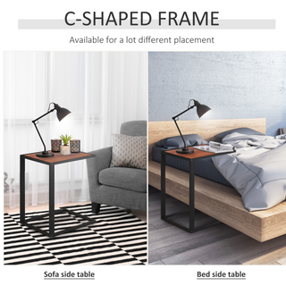 C-Shaped Side Table, Sofa End Table with Metal Frame, Accent Couch Table for Living room, Bedroom, Walnut and Black - Giant Lobelia