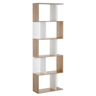 5-tier Bookcase Storage Display Shelving S Shape design Unit Divider Natural - Giant Lobelia