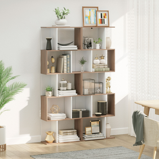 5-tier Bookcase Storage Display Shelving S Shape design Unit Divider Natural - Giant Lobelia