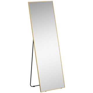 Full Length Mirror Wall-Mounted, 160 x 50 cm Freestanding Rectangle Dressing Mirror for Bedroom, Living Room, Gold Frame - Giant Lobelia