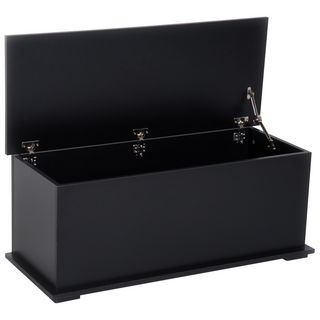 Wooden Storage Box Clothes Toy Chest Bench Seat Ottoman Bedding Blanket Trunk Container with Lid - Black - Giant Lobelia