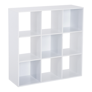 Wooden 9 Cube Storage Cabinet Unit 3 Tier Bookcase Shelves Organiser Rack Display  - White - Giant Lobelia