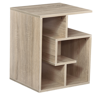 Side Table, 3 Tier End Table with Open Storage Shelves, Living Room Coffee Table Organiser Unit, Oak Colour - Giant Lobelia