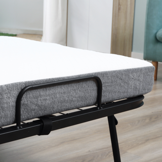 Folding Bed with 10cm Mattress, Portable Foldable Guest Bed with Sturdy Metal Frame on Wheels - Giant Lobelia