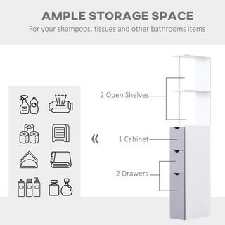 Bathroom Cabinet Tall Shelf Toilet Tissue Cupboard w/Drawers - Giant Lobelia