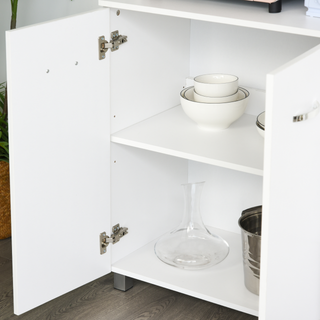 Freestanding Kitchen Cupboard, Storage Cabinet with Doors and Shelves, Drawers, Open Compartments for Microwave,White - Giant Lobelia