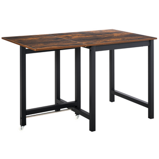 Foldable Dining Table Drop Leaf Folding Side Console Writing Desk for Kitchen, Dining Room, Rustic Brown - Giant Lobelia