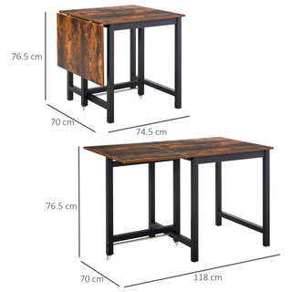 Foldable Dining Table Drop Leaf Folding Side Console Writing Desk for Kitchen, Dining Room, Rustic Brown - Giant Lobelia