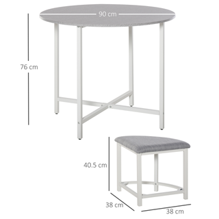 HOMCOM Modern Round Dining Table Set with 4 Upholstered Stools for Dining Room, Kitchen, Dinette - Giant Lobelia