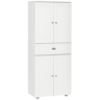 Freestanding Tall Kitchen Cupboard Storage Cabinets with Drawer and 3 Adjustable Shelves for Dining Room, Living Room, White - Giant Lobelia