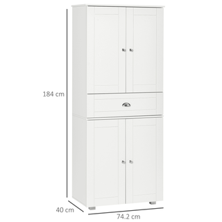 Freestanding Tall Kitchen Cupboard Storage Cabinets with Drawer and 3 Adjustable Shelves for Dining Room, Living Room, White - Giant Lobelia