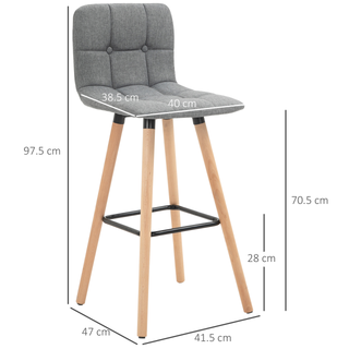 Bar stool Set of 2 Armless Button-Tufted Counter Height Bar Chairs with Wood Legs & Footrest, Grey - Giant Lobelia