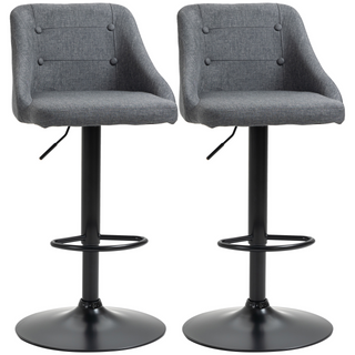 Modern Adjustable Bar Stools Set of 2, Swivel Fabric Barstools with Footrest, Armrests and Back, for Kitchen Counter and Dining Room, Dark Grey - Giant Lobelia