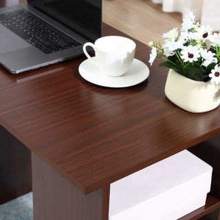 HOMCOM 120cm Computer Desk with Storage Shelves Drawers, Writing Table Study Workstation for Home Office, Walnut Brown - Giant Lobelia