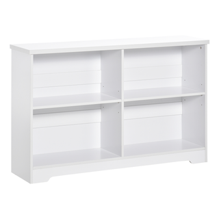 Simple Modern 4-Compartment Low Bookcase 2-Tier w/ Moving Shelves Cube Display Storage Unit Home Office Living Room Furniture White - Giant Lobelia