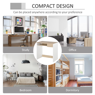 HOMCOM Compact Computer Table with Keyboard Tray Drawer Study Office Working Writing Desk, Oak Colour - Giant Lobelia