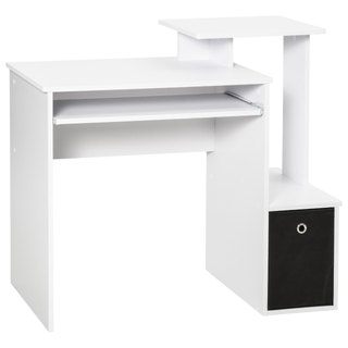 Computer Desk with Sliding Keyboard Tray Storage Drawer Shelf Home Office Workstation White - Giant Lobelia