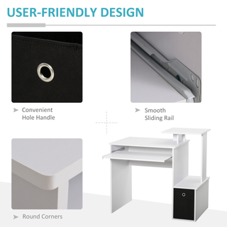 Computer Desk with Sliding Keyboard Tray Storage Drawer Shelf Home Office Workstation White - Giant Lobelia