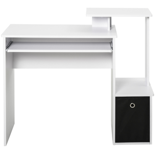 Computer Desk with Sliding Keyboard Tray Storage Drawer Shelf Home Office Workstation White - Giant Lobelia