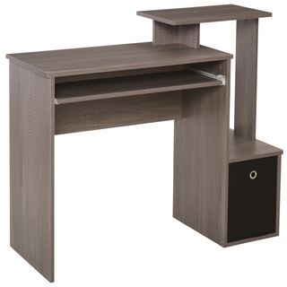 Computer Desk with Sliding Keyboard Tray Storage Drawer Shelf Home Office Workstation Grey - Giant Lobelia