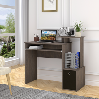 Computer Desk with Sliding Keyboard Tray Storage Drawer Shelf Home Office Workstation Grey - Giant Lobelia