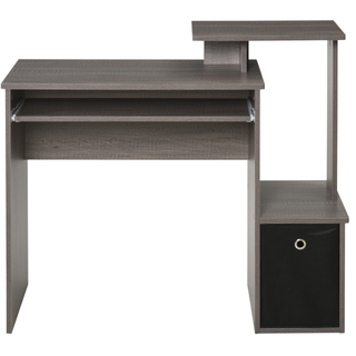 Computer Desk with Sliding Keyboard Tray Storage Drawer Shelf Home Office Workstation Grey - Giant Lobelia