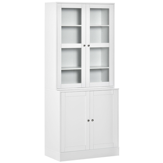 Modern Bookcase with Doors, Display Storage Cabinet with Adjustable Shelves for Living Room, Study, Office, White - Giant Lobelia