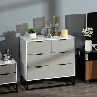 Chest of Drawers with Metal Handles Freestanding Dresser for Bedroom, Living Room - Giant Lobelia