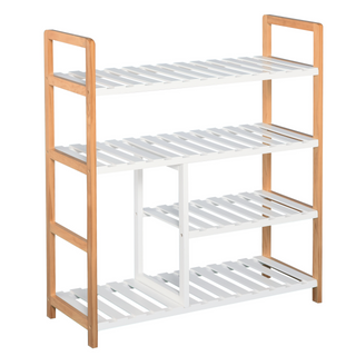 4 Tier Shoe Racks Storage Stand Shelf Organizer Wood Frame 78 x 68 x 26 cm Hallway Furniture - Giant Lobelia