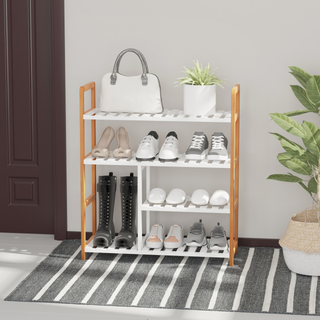 4 Tier Shoe Racks Storage Stand Shelf Organizer Wood Frame 78 x 68 x 26 cm Hallway Furniture - Giant Lobelia