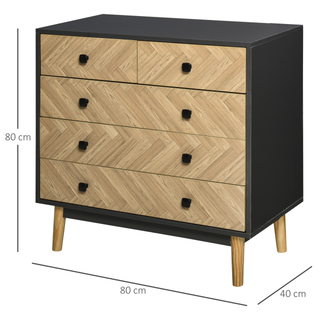 Chest of Drawers, 5 Drawer Storage Cabinet Sideboards with Metal Handles Freestanding Dresser for Bedroom, Living Room - Giant Lobelia