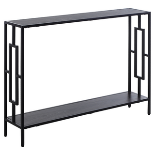 Industrial Console Table with Storage Shelf, Narrow Hallway Dressing Desk with Metal Frame for Living Room, Bedroom, Grey and Black - Giant Lobelia