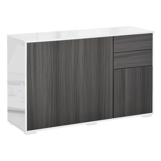 High Gloss Frame Sideboard, Side Cabinet, Push-Open Design with 2 Drawer for Living Room, Bedroom, Light Grey and White - Giant Lobelia