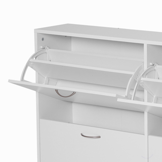 Wooden Modern Design 4 Drawer Shoes Cabinet Pull Down Shelf Storage Organiser - White - Giant Lobelia