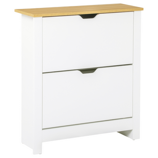 12-Shoe Storage Cabinet 4 Shelves 2 Drawers 4 Protective Legs Modern Stylish Unit Hallway Bedroom Home Furniture White - Giant Lobelia