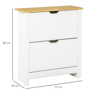 12-Shoe Storage Cabinet 4 Shelves 2 Drawers 4 Protective Legs Modern Stylish Unit Hallway Bedroom Home Furniture White - Giant Lobelia