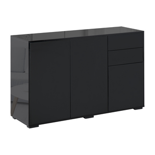 High Gloss Frame Sideboard, Side Cabinet, Push-Open Design with 2 Drawer for Living Room, Bedroom, Black - Giant Lobelia