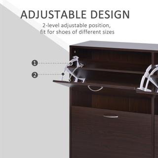 Wooden Modern Design 4 Drawer Shoes Cabinet Pull Down Shelf Storage Organiser Entrance Hallway Furniture - Dark Brown - Giant Lobelia