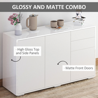 High Gloss Frame Sideboard, Side Cabinet, Push-Open Design with 2 Drawer for Living Room, Bedroom, White - Giant Lobelia