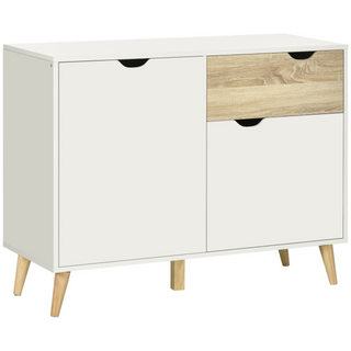 Modern Sideboard Storage Cabinet, Free Standing Accent Cupboard with Drawer, 2 Doors for Bedroom, Living Room, Hallway, White - Giant Lobelia