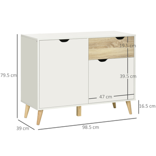 Modern Sideboard Storage Cabinet, Free Standing Accent Cupboard with Drawer, 2 Doors for Bedroom, Living Room, Hallway, White - Giant Lobelia