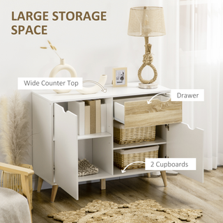 Modern Sideboard Storage Cabinet, Free Standing Accent Cupboard with Drawer, 2 Doors for Bedroom, Living Room, Hallway, White - Giant Lobelia